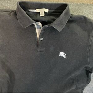 Burberry Boys Black Polo Shirt with Check Detail